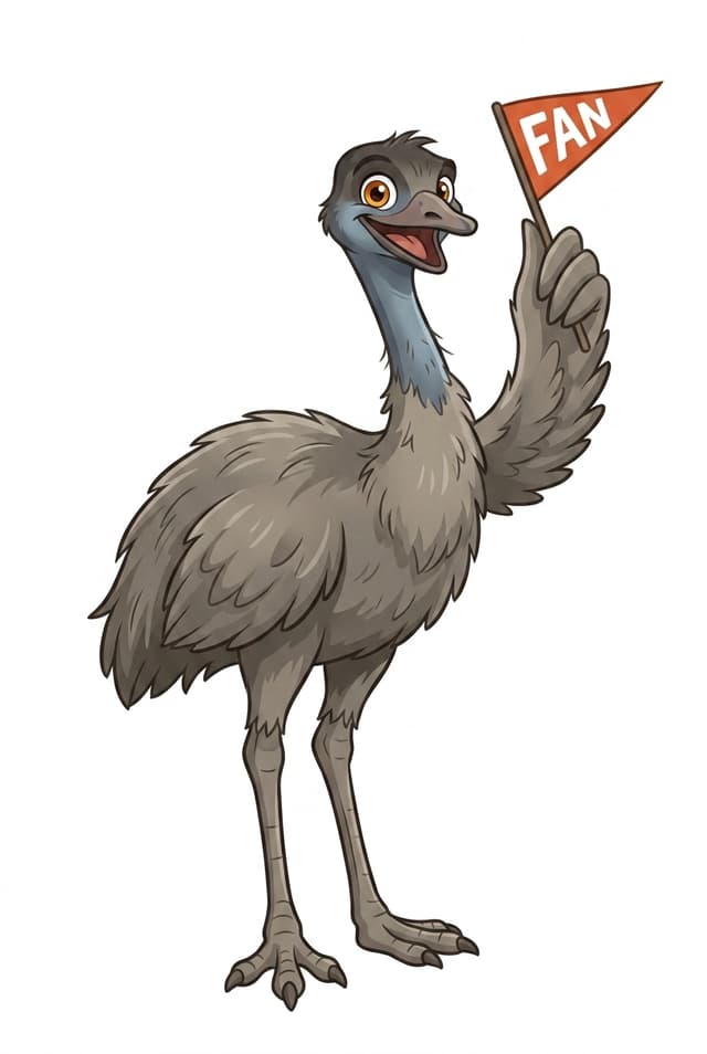 Cartoon emu mascot redrawn from the Ark Nova Emu card